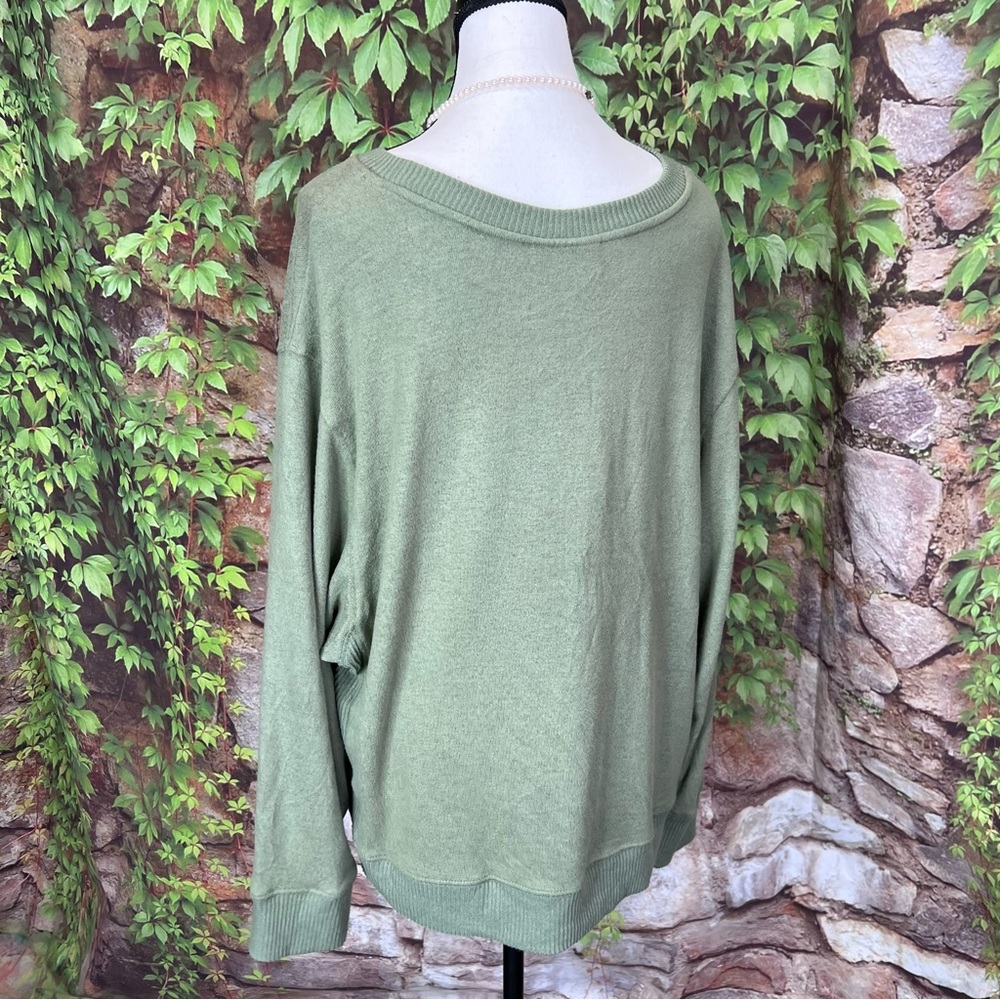 78 & SUNNY Dark Academia Sage Green Dolman Sleeve Spring Sweater, XL - Picture 10 of 14